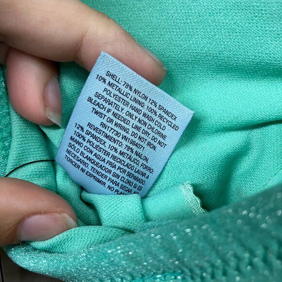 Shade & Shore Turquoise Green Sparkle Bandeau Medium Coverage One Piece Swimsuit - Picture 14 of 16